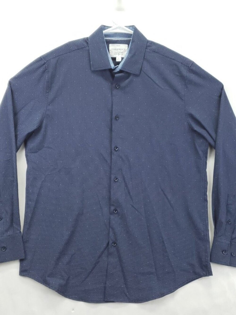 Con.Struct Shirt Mens Large Blue Plaid 4-Way Stretch Cooling Comfort Slim Fit